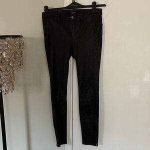 J Brand Jet Black lamb leather jeans pants size 28 see measurements